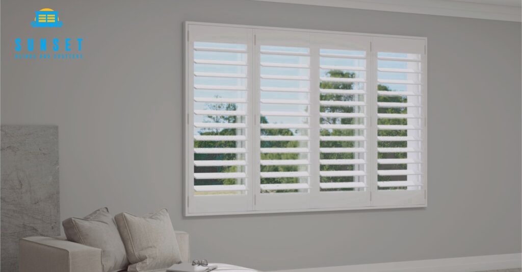 Plantation shutters with Sunset Blinds and Shutters
